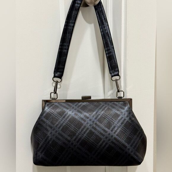 Plaid Print Genuine Deer-hide Leather Purse/Push Lock Metal
Frame Shoulder Bag - Picture 2 of 16